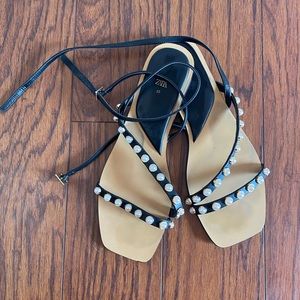 Zara flat pearl sandals